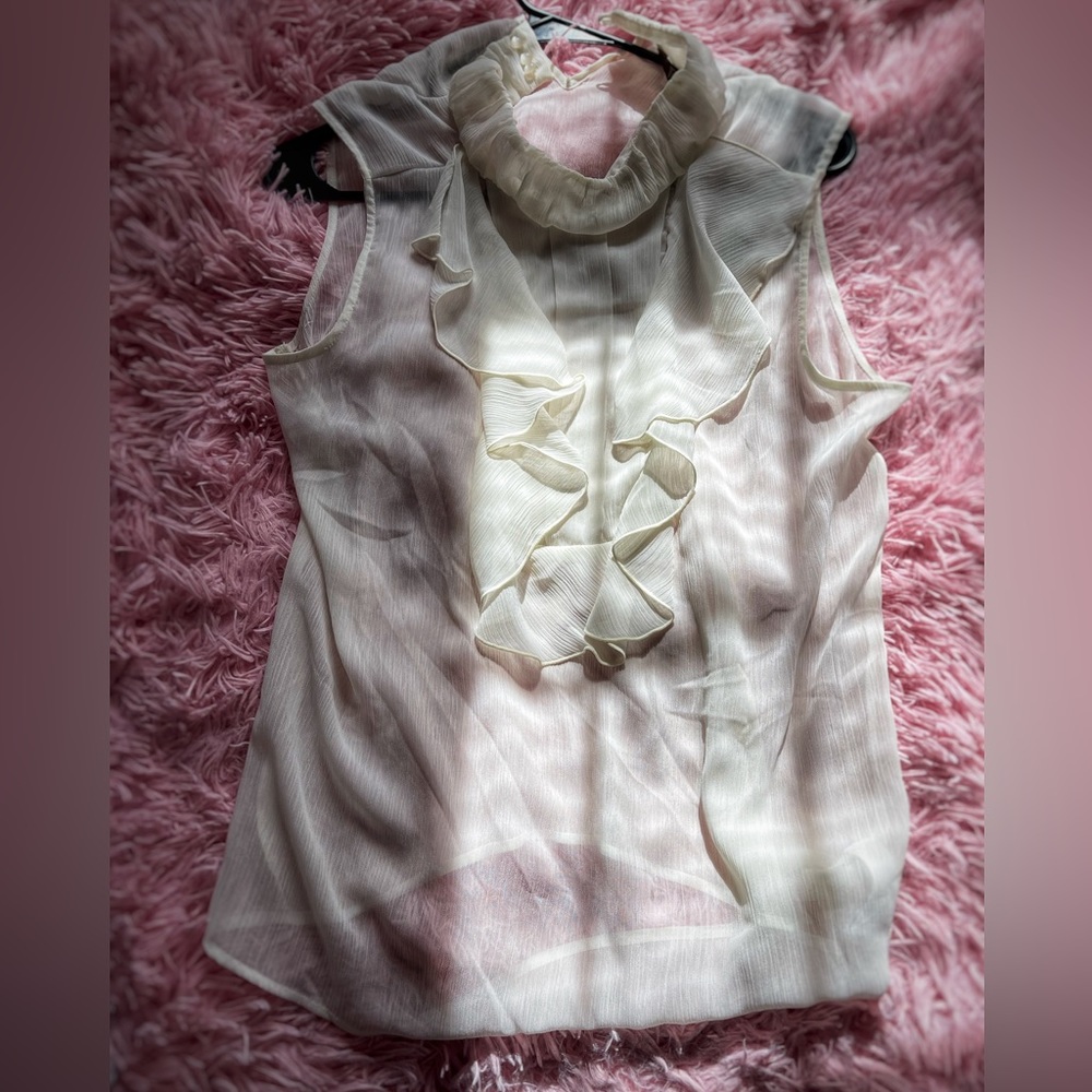 MaxAzria Sheer White Blouse (with tags) never used (Size Medium)